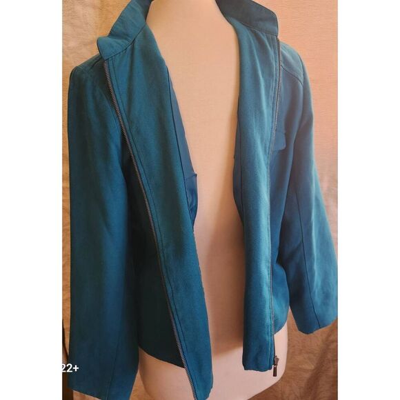 J9  Studio Works petite dressy turquois zip up utility Jacket - Picture 2 of 9